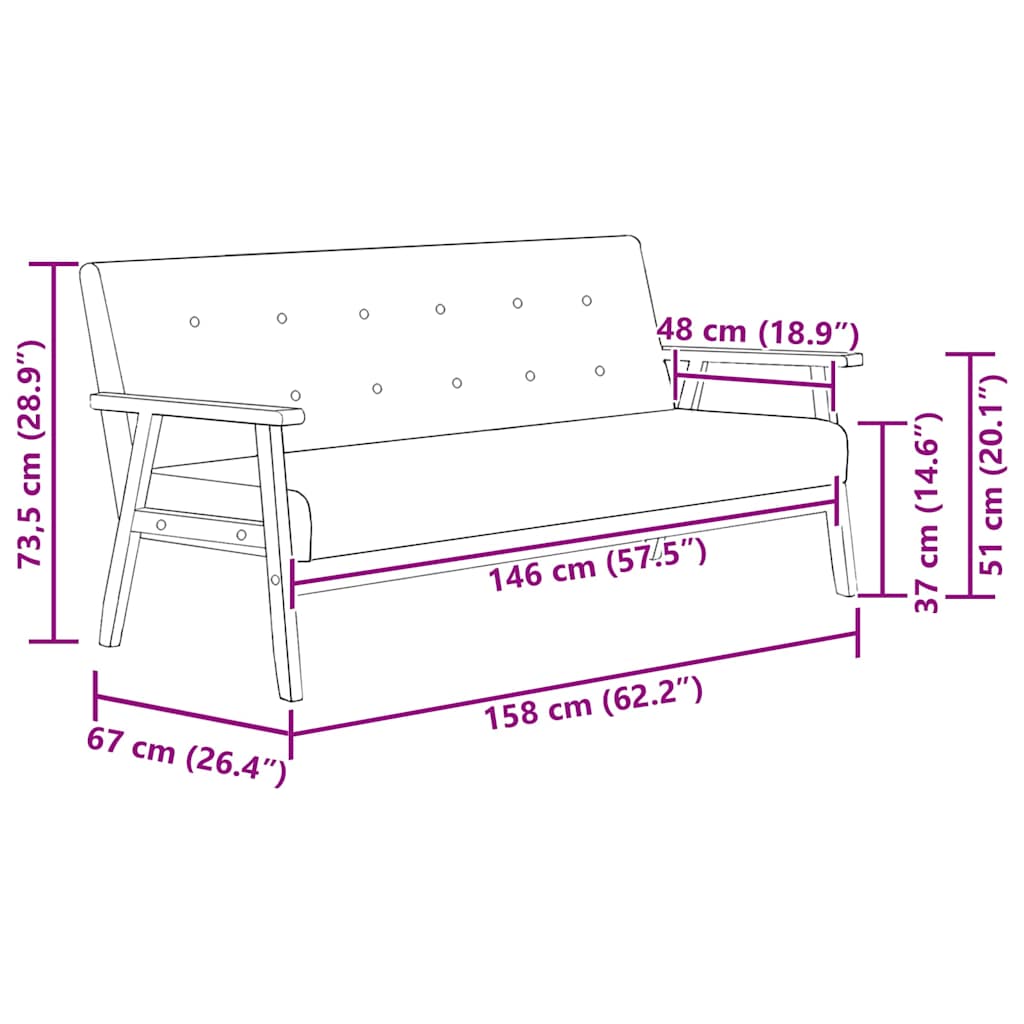 vidaXL Sofa 3-Sitzer Schwarz Kunstleder