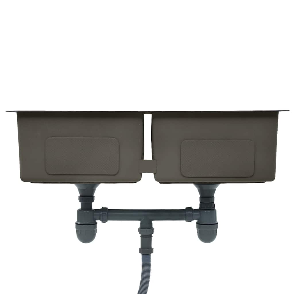 Handgefertigte Küchenspüle Schwarz Edelstahl