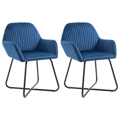 vidaXL Chaises de salle à manger 2 pcs Velours bleu