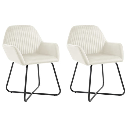vidaXL Esszimmerstühle 2 Stk. Creme Samt