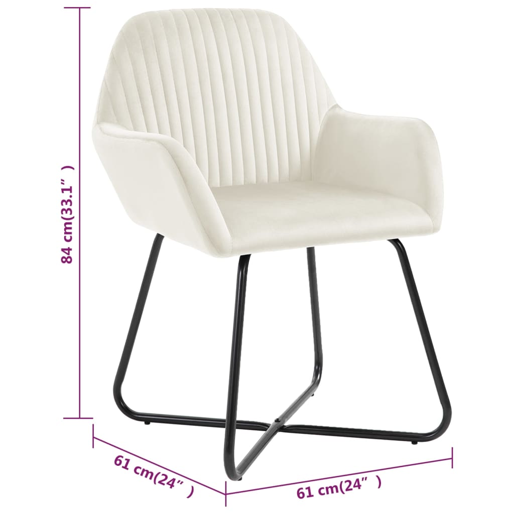 vidaXL Esszimmerstühle 2 Stk. Creme Samt
