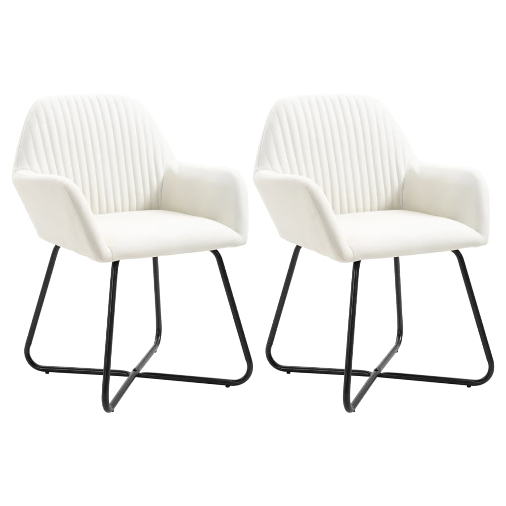 vidaXL Chaises de salle à manger 2 pcs Crème Tissu