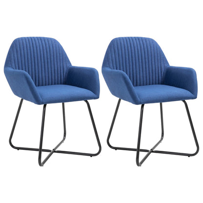 vidaXL Esszimmerstühle 2 Stk. Blau Stoff
