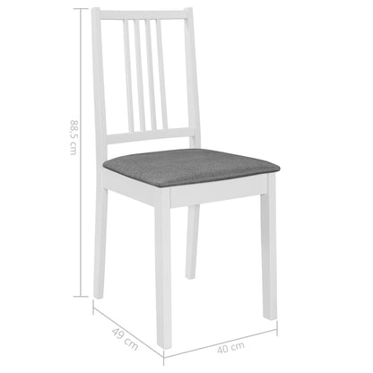 vidaXL Esszimmerstühle mit Polstern 6 Stk. Weiß Massivholz