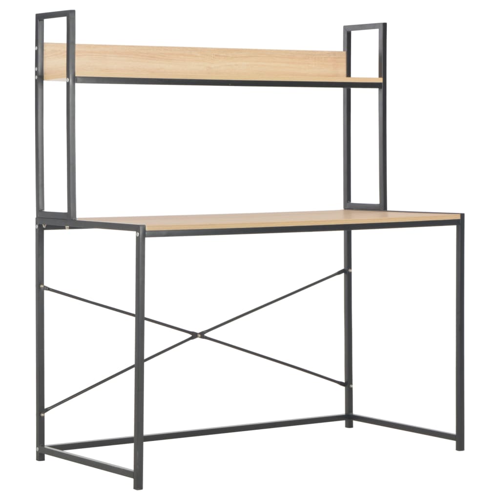 vidaXL Computertisch Schwarz und Eiche 120x60x138 cm