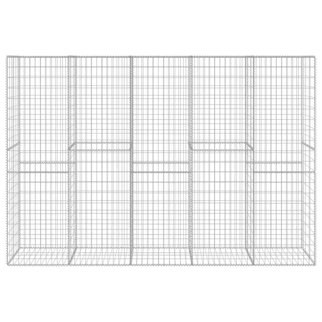vidaXL Gabionenwand mit Abdeckung Verzinkter Stahl 300 x 50 x 200 cm