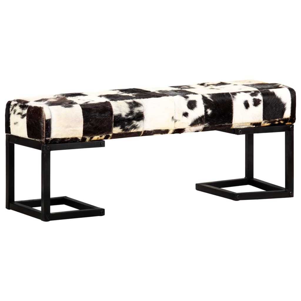 vidaXL Sitzbank 110 cm Schwarz Patchwork Echtes Ziegenleder