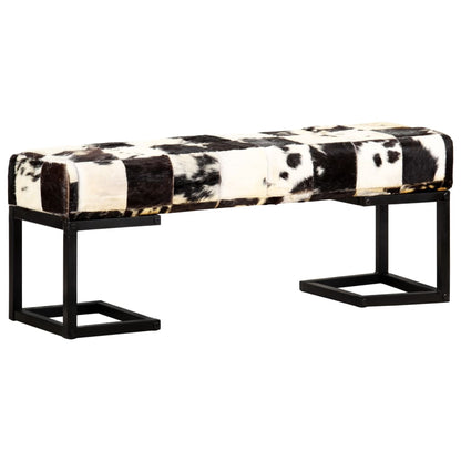 vidaXL Sitzbank 110 cm Schwarz Patchwork Echtes Ziegenleder
