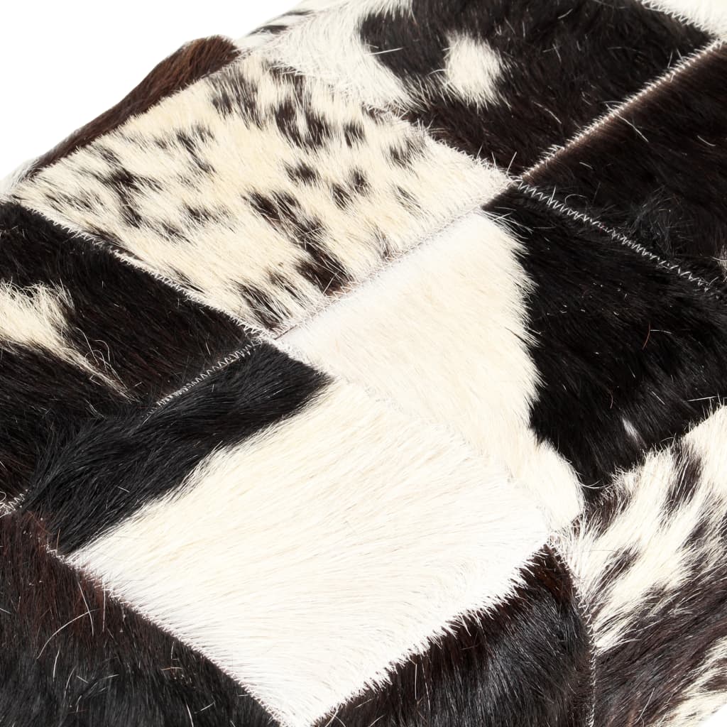 vidaXL Sitzbank 110 cm Schwarz Patchwork Echtes Ziegenleder
