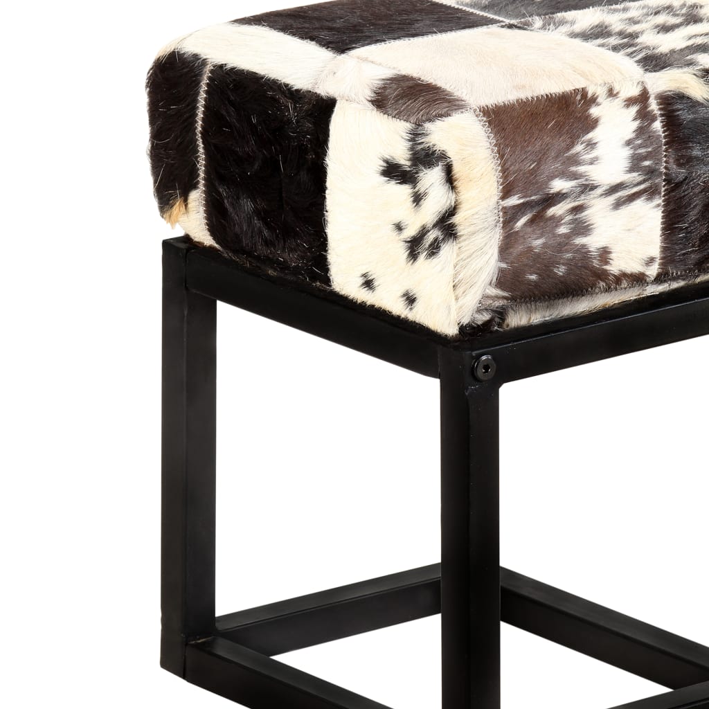 vidaXL Sitzbank 110 cm Schwarz Patchwork Echtes Ziegenleder