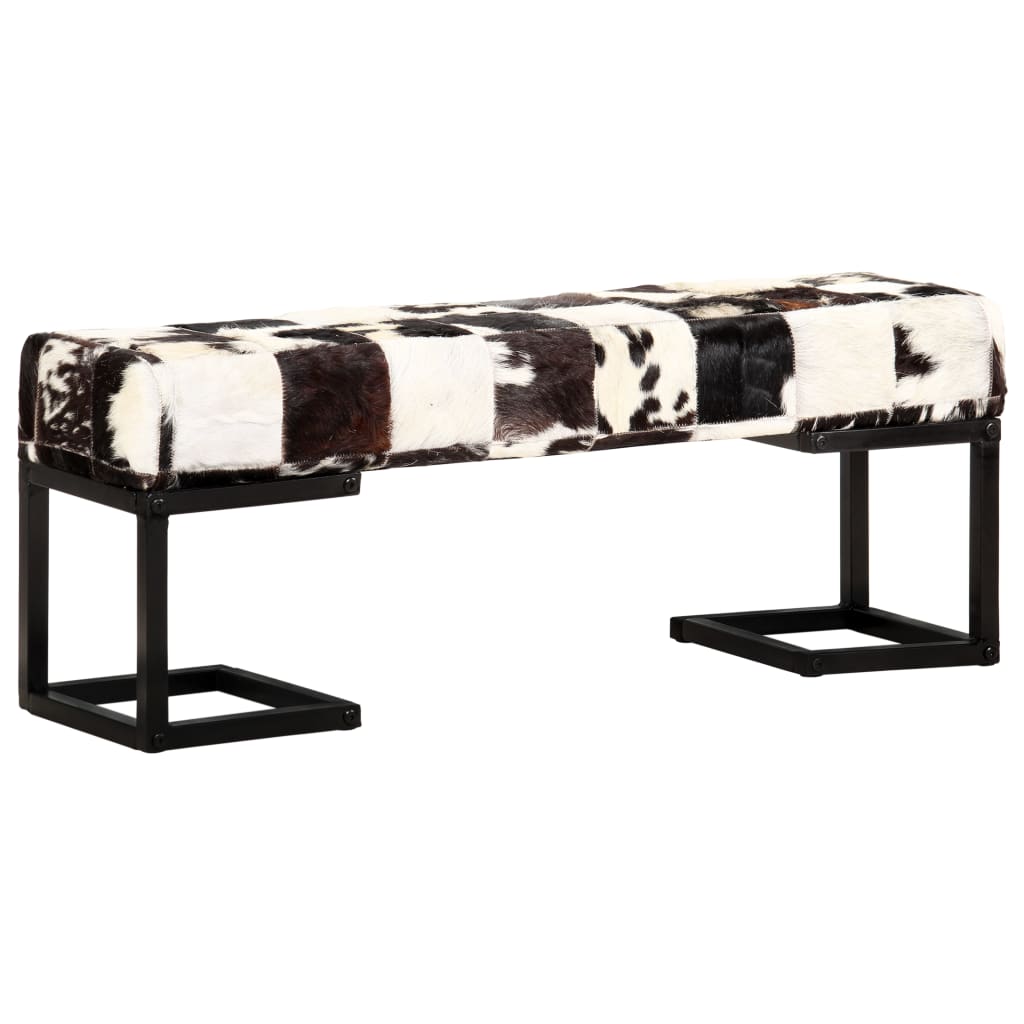 vidaXL Sitzbank 110 cm Schwarz Patchwork Echtes Ziegenleder