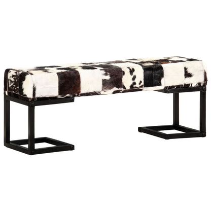 vidaXL Sitzbank 110 cm Schwarz Patchwork Echtes Ziegenleder