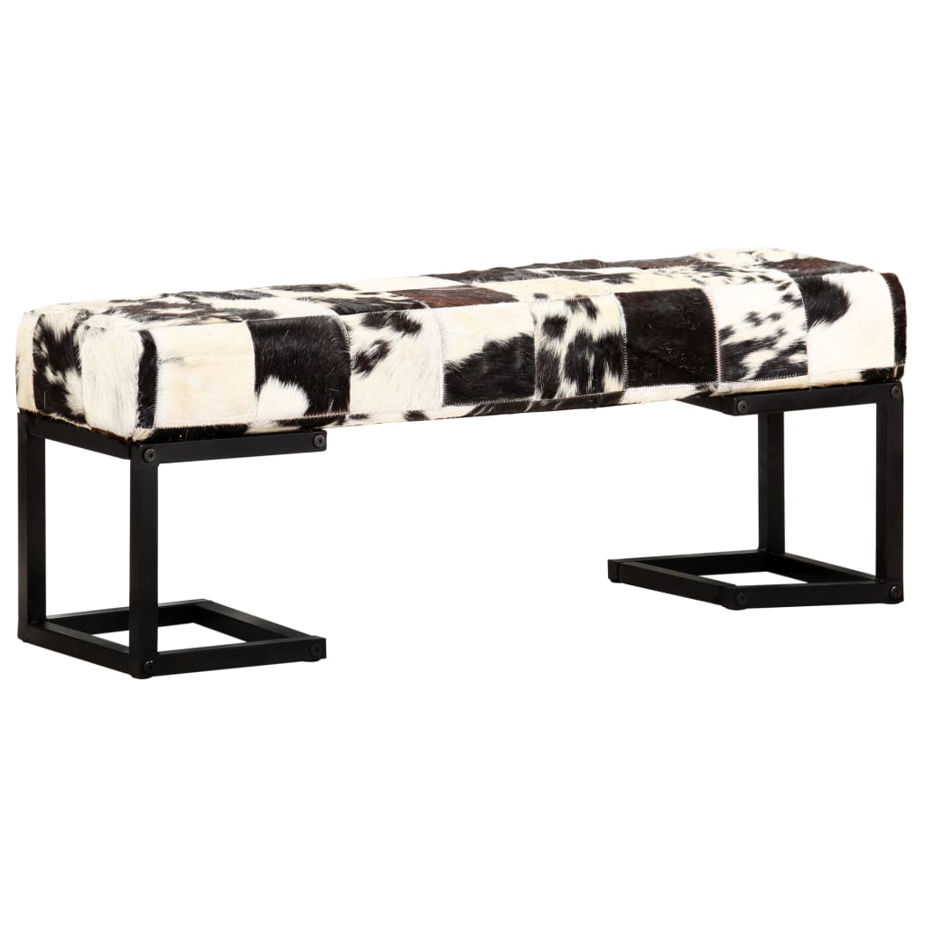 vidaXL Sitzbank 110 cm Schwarz Patchwork Echtes Ziegenleder