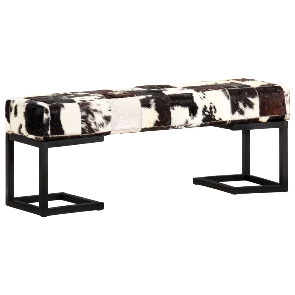 vidaXL Sitzbank 110 cm Schwarz Patchwork Echtes Ziegenleder