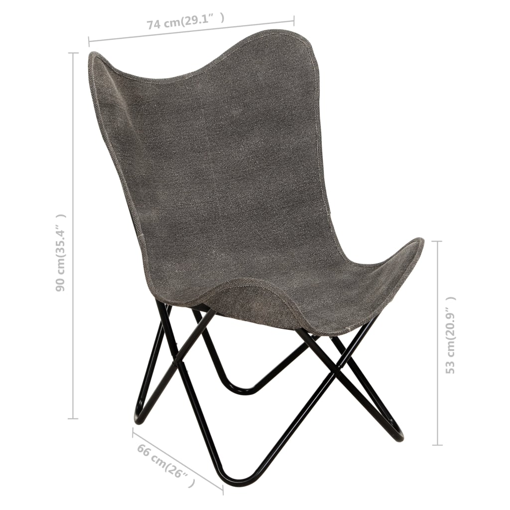 vidaXL Butterfly-Sessel Anthrazit Canvas
