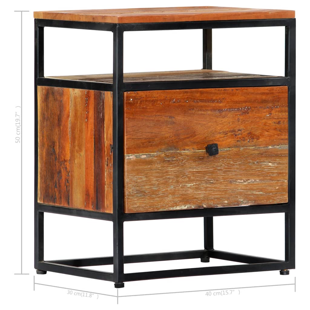 vidaXL Nachttisch 40x30x50 cm Massives Altholz und Stahl