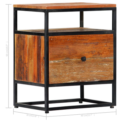 vidaXL Nachttisch 40x30x50 cm Massives Altholz und Stahl