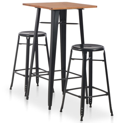 vidaXL 3-teiliges Bar-Set Stahl Schwarz