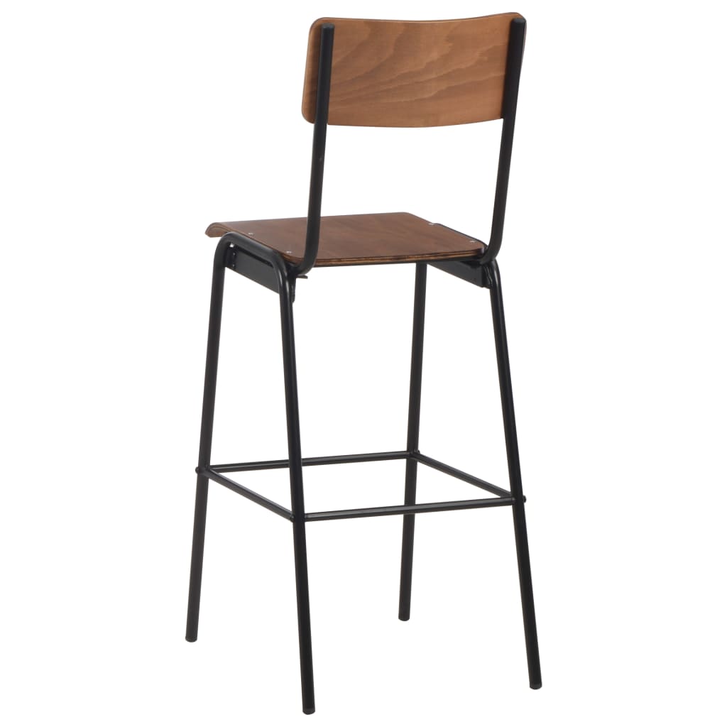 vidaXL 3-teiliges Bar-Set Stahl Braun Schwarz