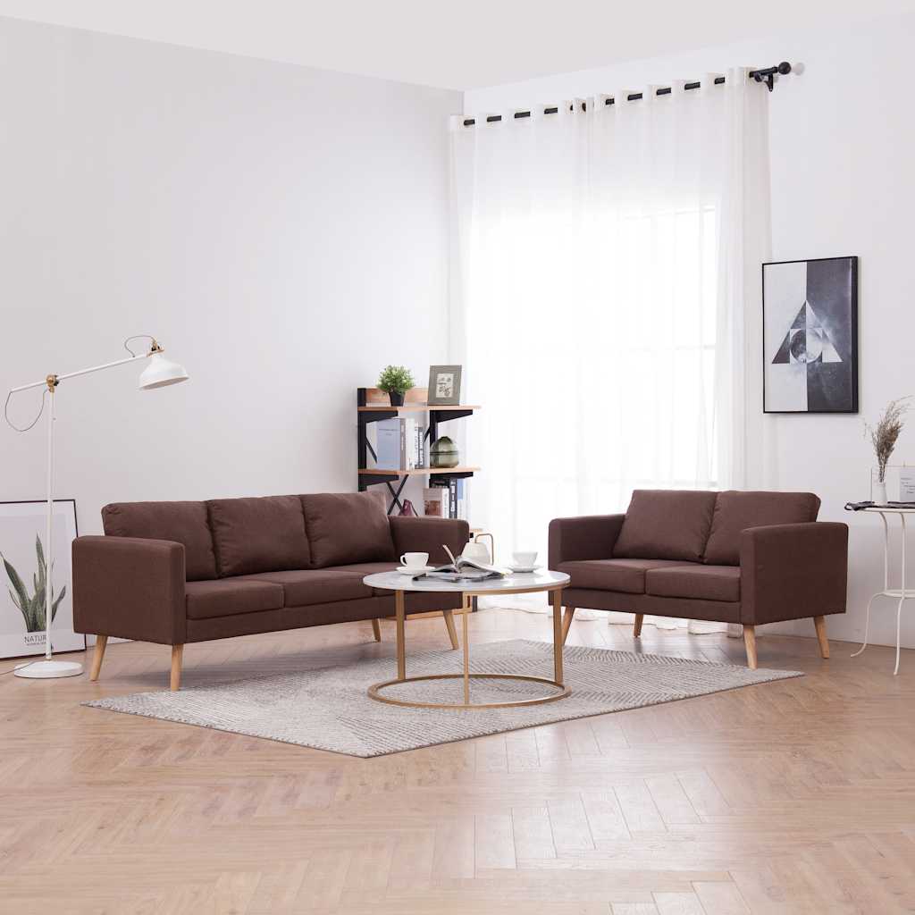 vidaXL 2-tlg. Sofagarnitur Stoff Braun