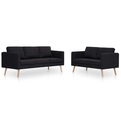 vidaXL 2-tlg. Sofagarnitur Stoff Schwarz