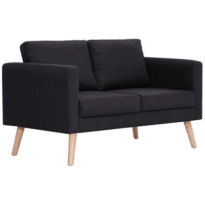 vidaXL 2-tlg. Sofagarnitur Stoff Schwarz
