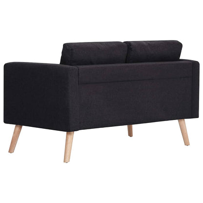 vidaXL 2-tlg. Sofagarnitur Stoff Schwarz