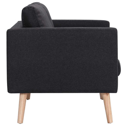 vidaXL 2-tlg. Sofagarnitur Stoff Schwarz