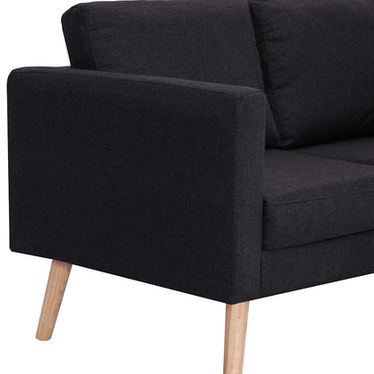 vidaXL 2-tlg. Sofagarnitur Stoff Schwarz