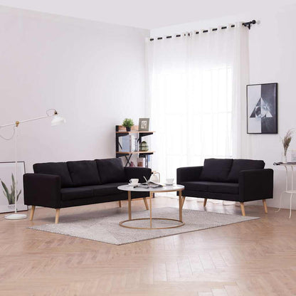 vidaXL 2-tlg. Sofagarnitur Stoff Schwarz