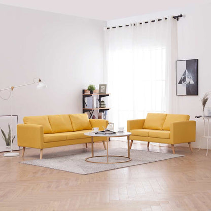 vidaXL 2-tlg. Sofagarnitur Stoff Gelb