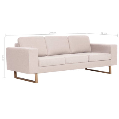 vidaXL 2-tlg. Sofagarnitur Stoff Cremeweiß