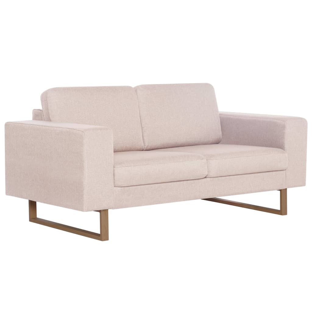 vidaXL 2-tlg. Sofagarnitur Stoff Cremeweiß
