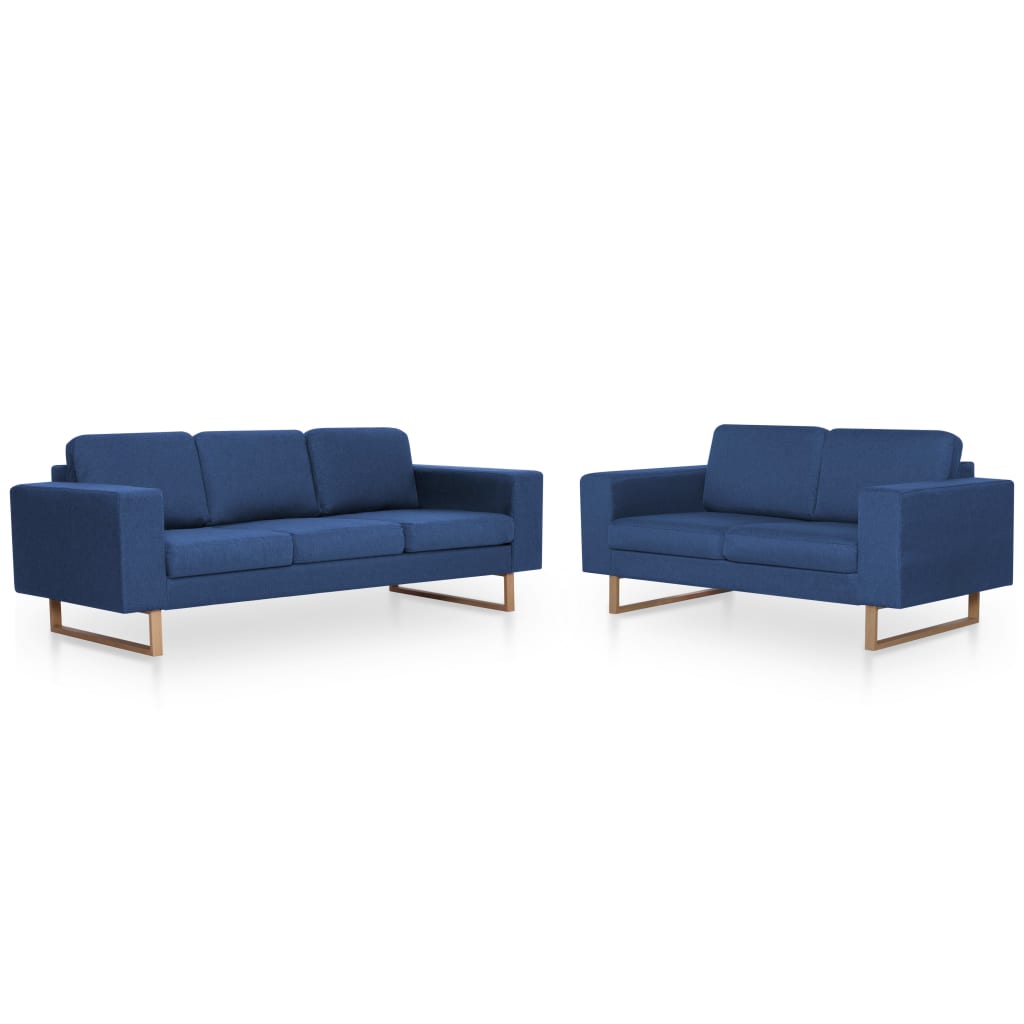 vidaXL 2-tlg. Sofagarnitur Stoff Blau