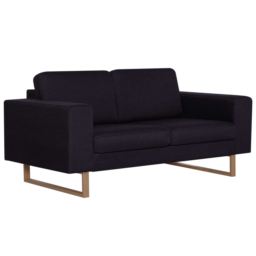 vidaXL 2-tlg. Sofagarnitur Stoff Schwarz