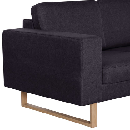 vidaXL 2-tlg. Sofagarnitur Stoff Schwarz