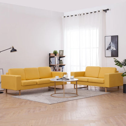 vidaXL 2-tlg. Sofagarnitur Stoff Gelb