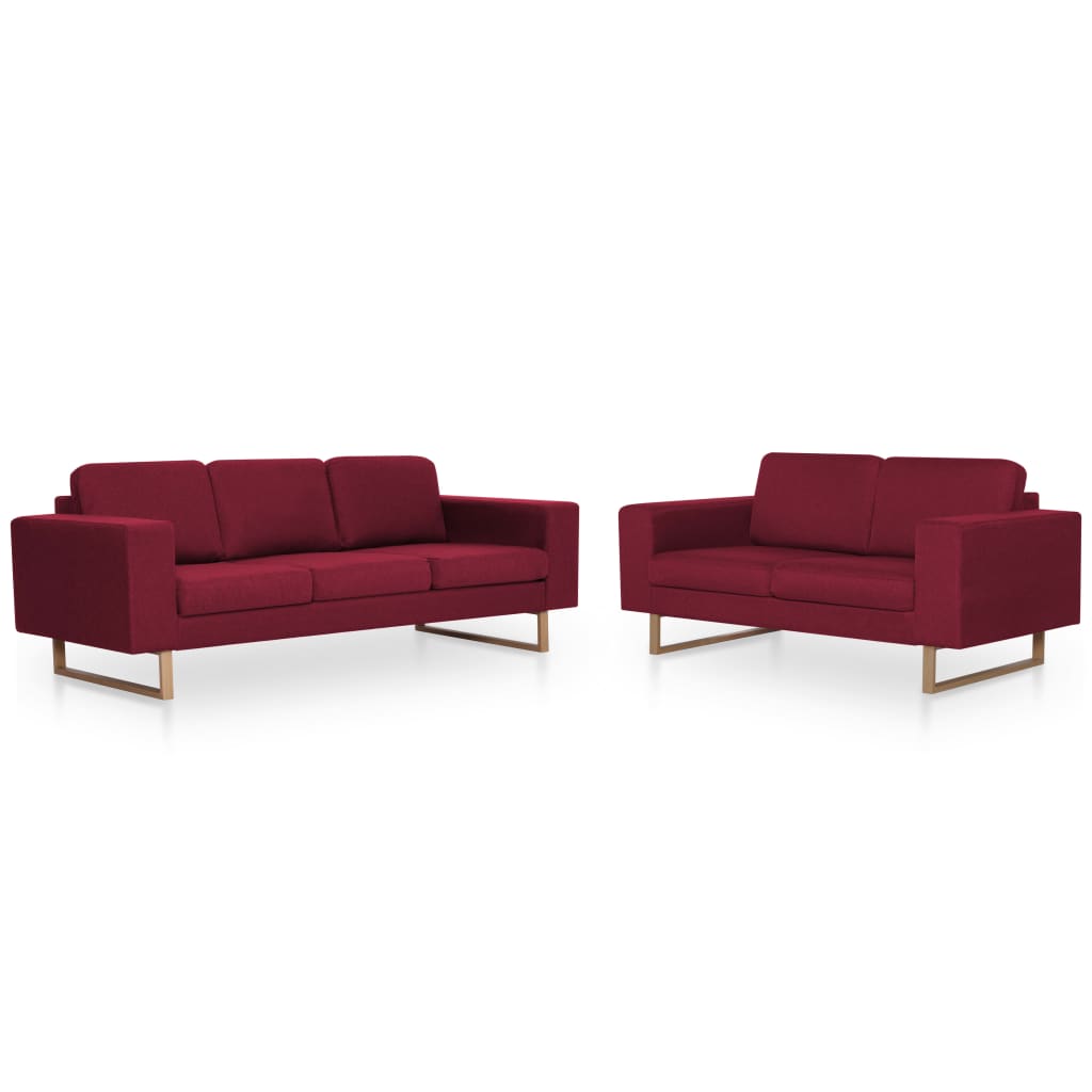 vidaXL 2-tlg. Sofagarnitur Stoff Weinrot