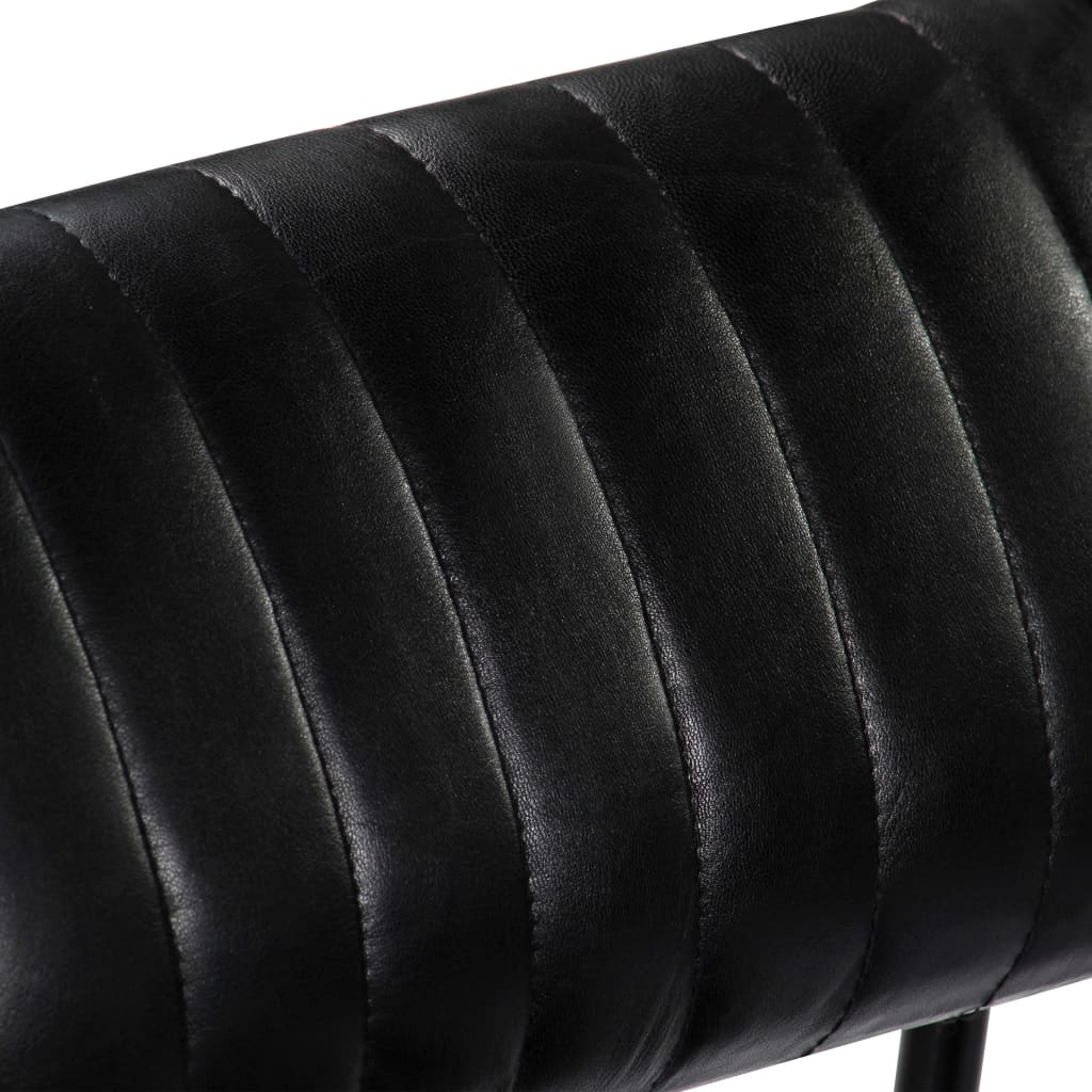 vidaXL Schaukelstuhl Schwarz Echtleder