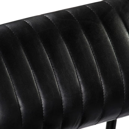 vidaXL Schaukelstuhl Schwarz Echtleder