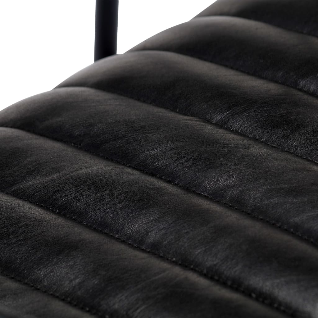 vidaXL Schaukelstuhl Schwarz Echtleder