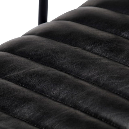vidaXL Schaukelstuhl Schwarz Echtleder