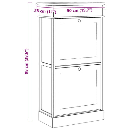 Schuhschrank Grau 50 x 28 x 98 cm Paulownia Holz