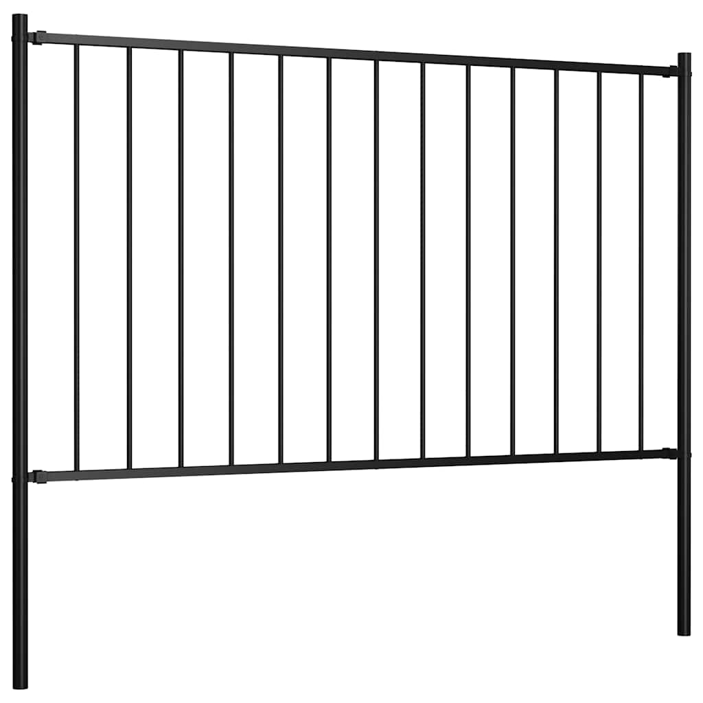 vidaXL Zaunelement mit Pfosten Pulverbeschichteter Stahl 1,81x1 m Schwarz