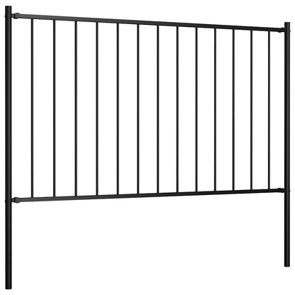 vidaXL Zaunelement mit Pfosten Pulverbeschichteter Stahl 1,81x1 m Schwarz
