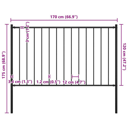 vidaXL Zaunfeld mit Pfosten Pulverbeschichteter Stahl 1,7 x 1,25 m