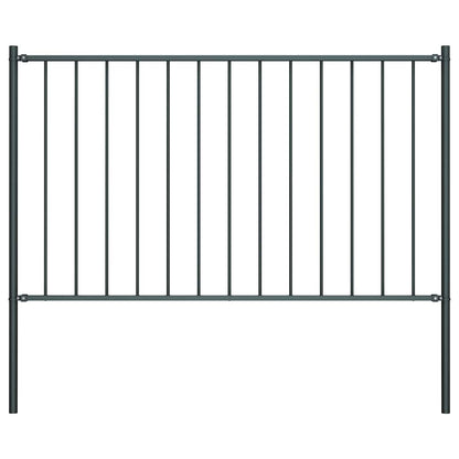 vidaXL Zaunelement mit Pfosten Pulverbeschichteter Stahl 1,81x1,25 m Anthrazit