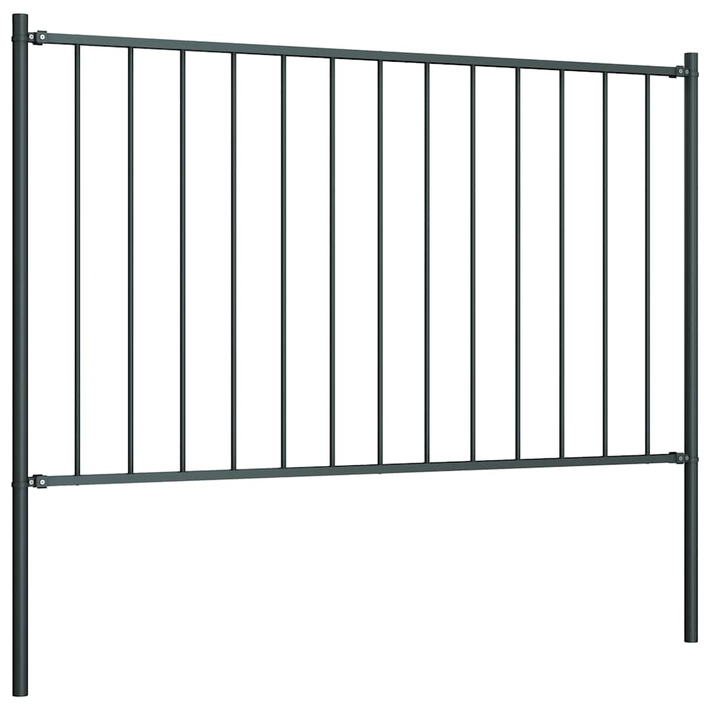 vidaXL Zaunelement mit Pfosten Pulverbeschichteter Stahl 1,81x1,25 m Anthrazit