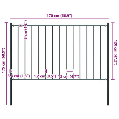 vidaXL Zaunelement mit Pfosten Pulverbeschichteter Stahl 1,81x1,25 m Anthrazit