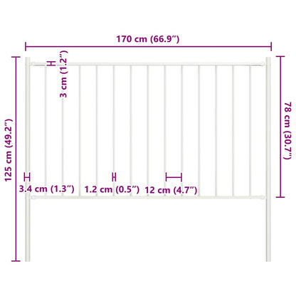 vidaXL Zaunelement mit Pfosten Pulverbeschichteter Stahl 1,81x0,75 m Weiß